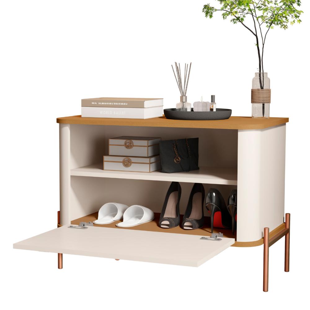 Cômoda Pequena Irondale Off White Nature Bronze