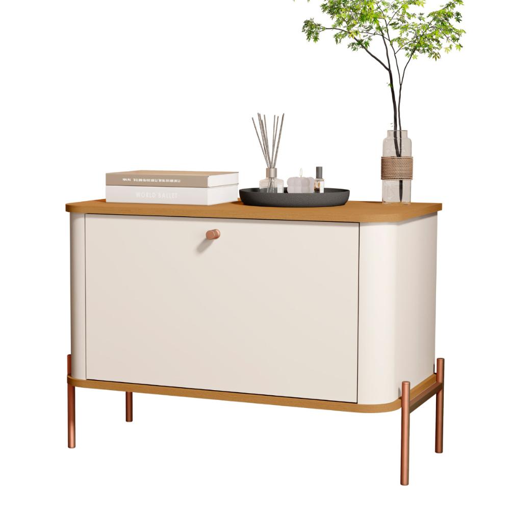 Cômoda Pequena Irondale Off White Nature Bronze