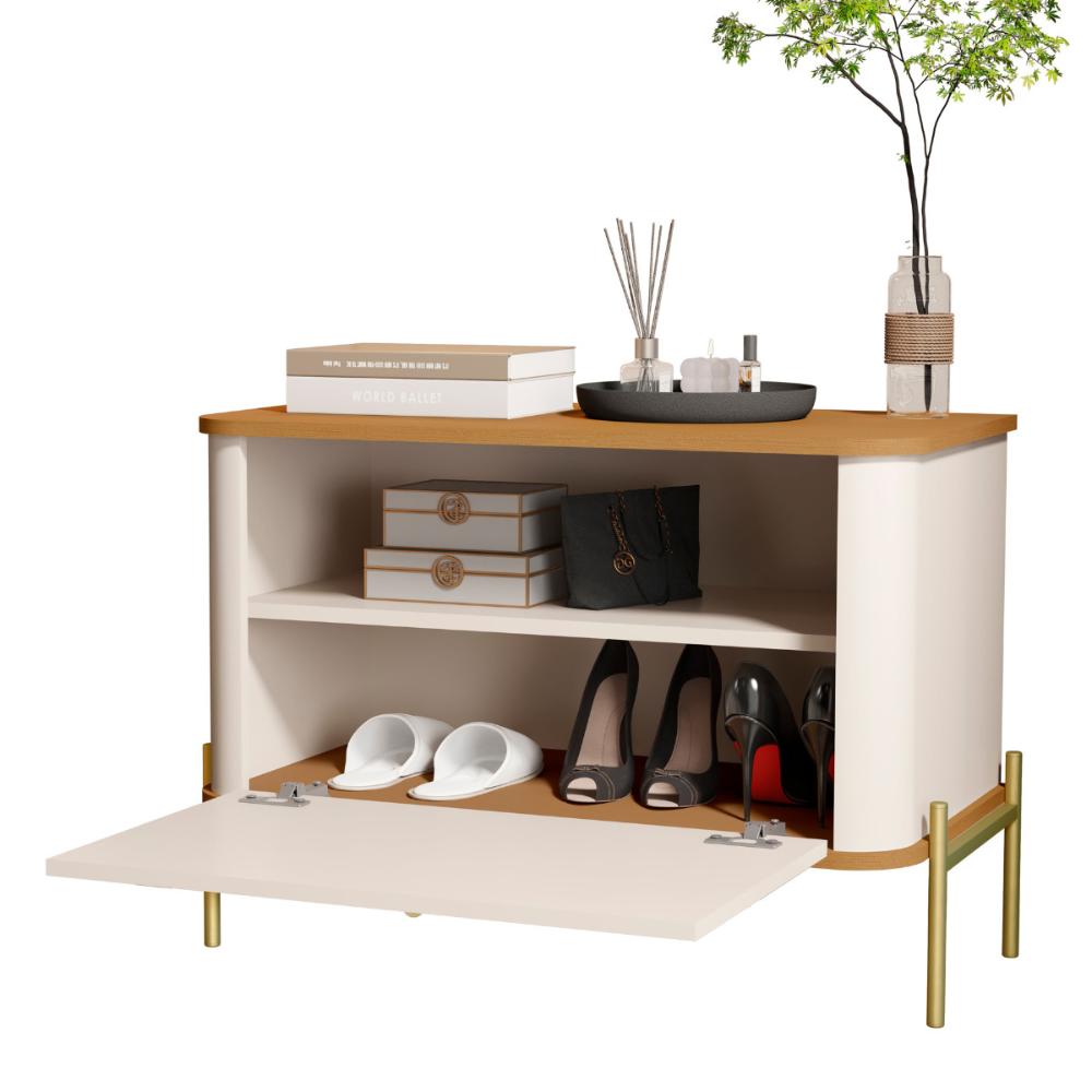 Cômoda Pequena Irondale Off White Nature Dourado