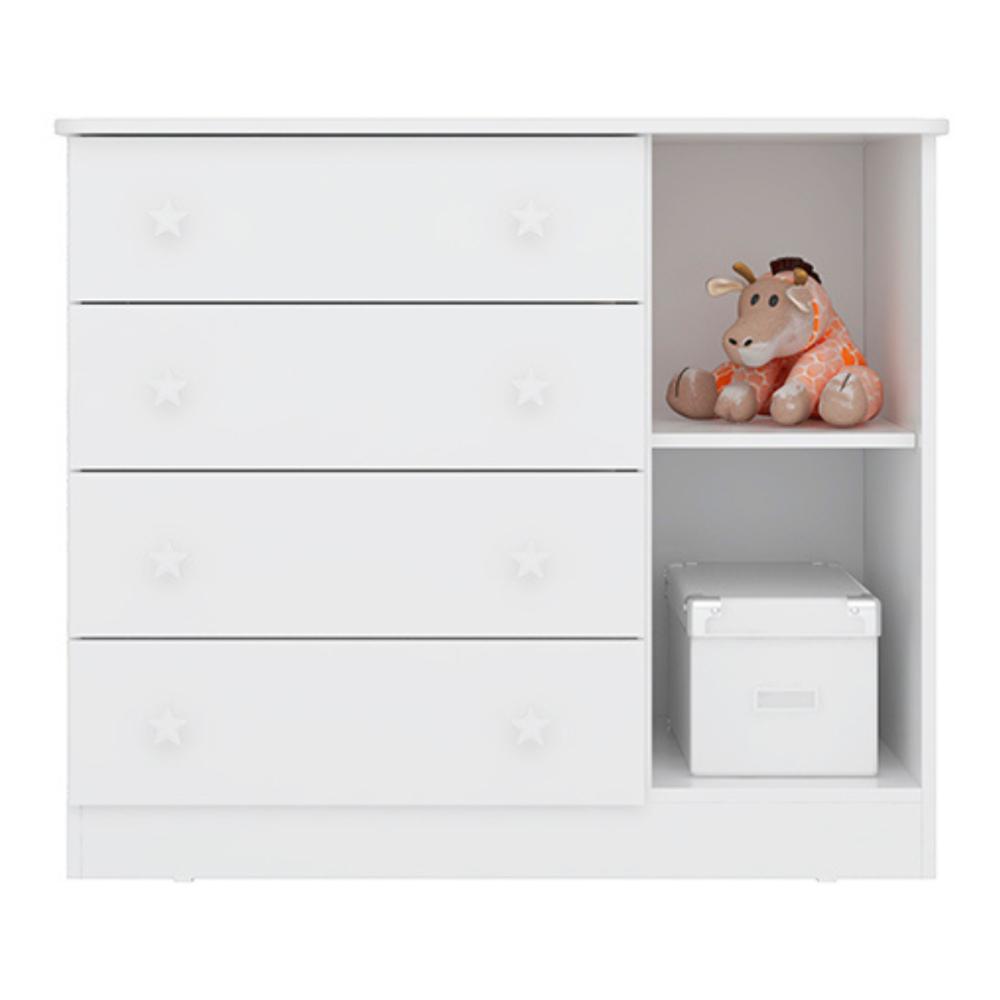 Cômoda e Berço com Rodizio Inglaterra Branco Branco