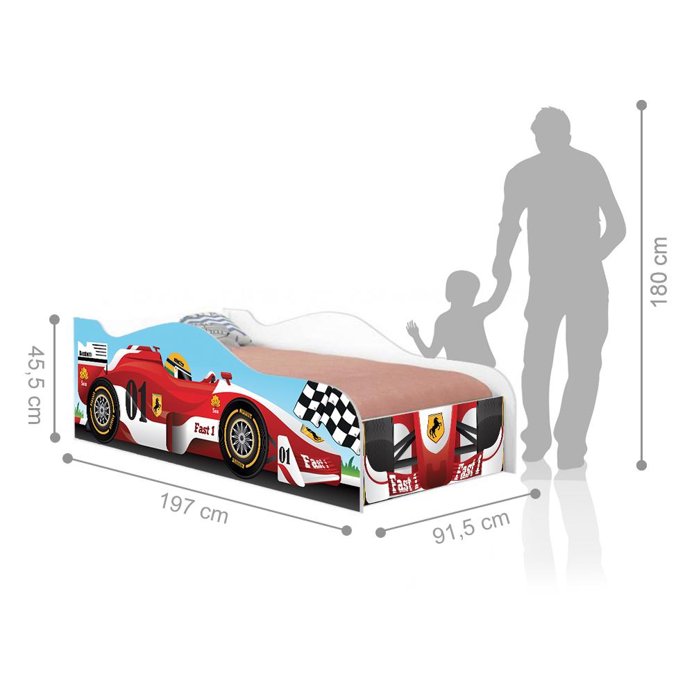 Cama Carro Solteiro Divertida Quarto Infantil - Fórmula 1