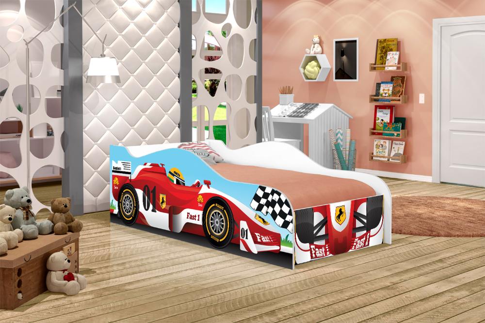Cama Carro Solteiro Divertida Quarto Infantil - Fórmula 1