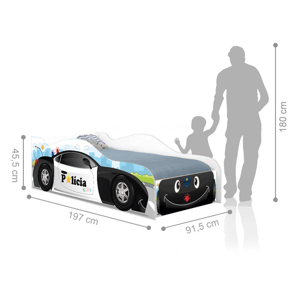 Cama Carro Solteiro Divertida Quarto Infantil - Polícia Baby