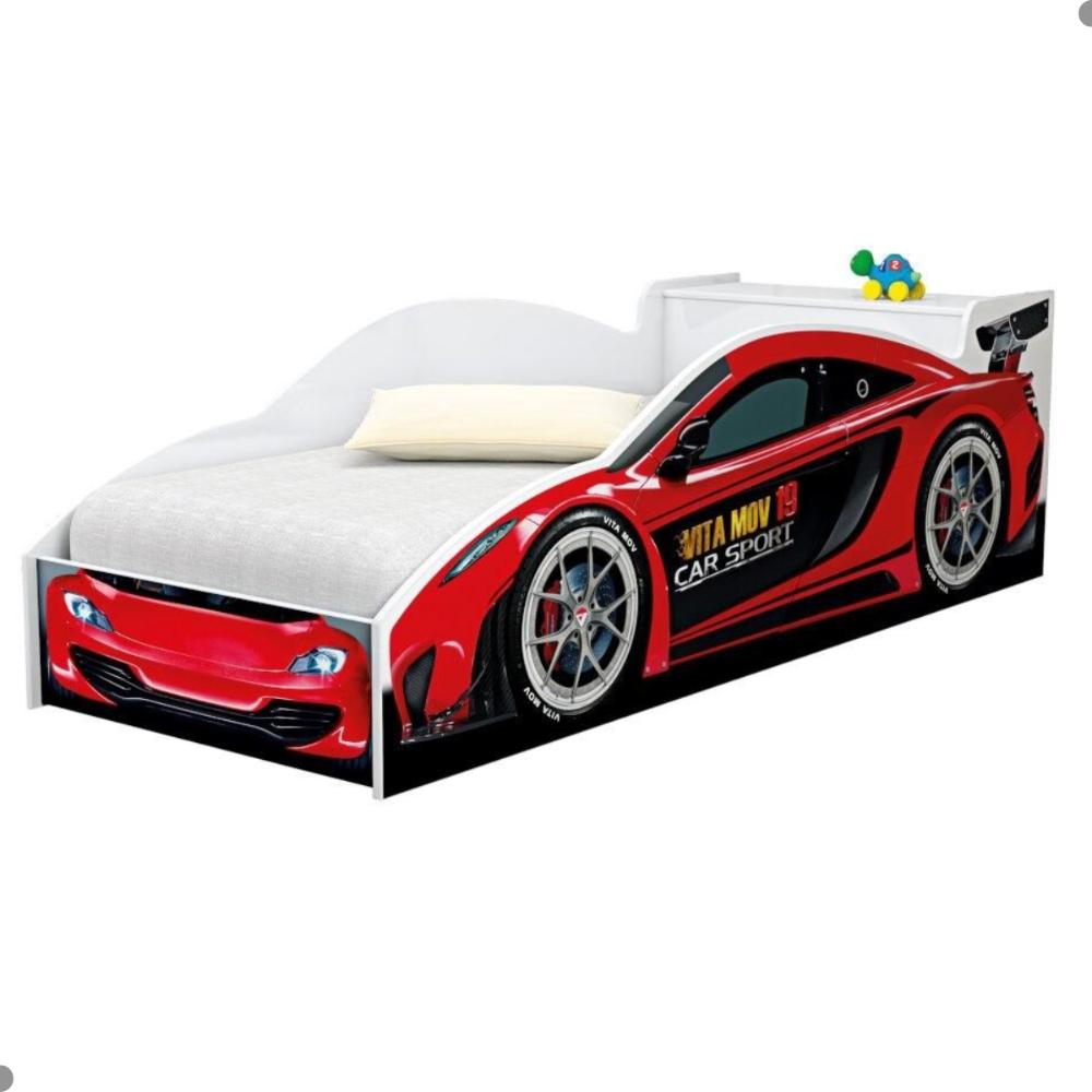 Cama Carro com Baú Accelerate Juvenil Vermelho