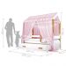 Cama Montessori Com Auxiliar Reu Led E Dossel - Rosa