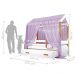 Cama Montessori Com Auxiliar Reu Led E Dossel - Rosa