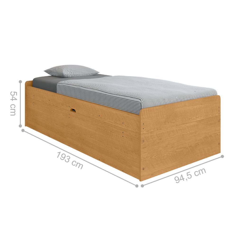 Cama com Baú de Solteiro Pérola Naturalle
