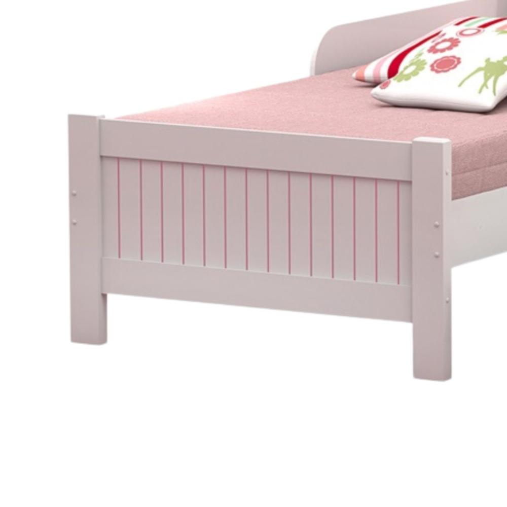Cama de Solteiro Carvalho Branco/Rosa