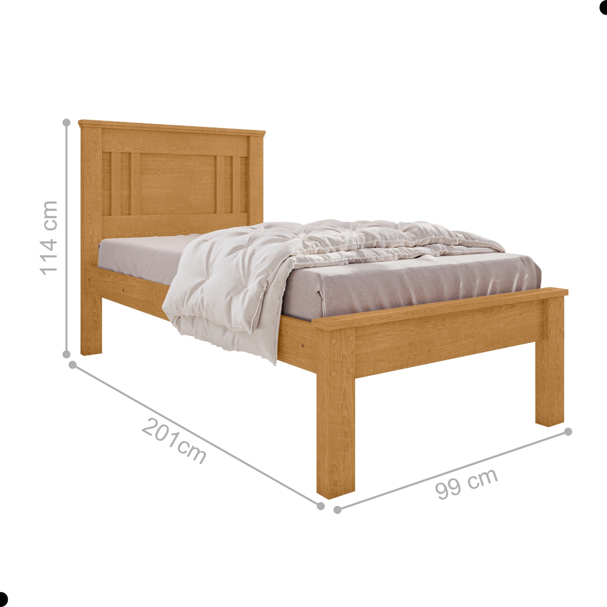Cama de Solteiro Flex Com Colchão Macaé Naturalle Off White