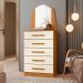 Comoda 1 Espelho  Gavetas Elite Cinamomo Off White