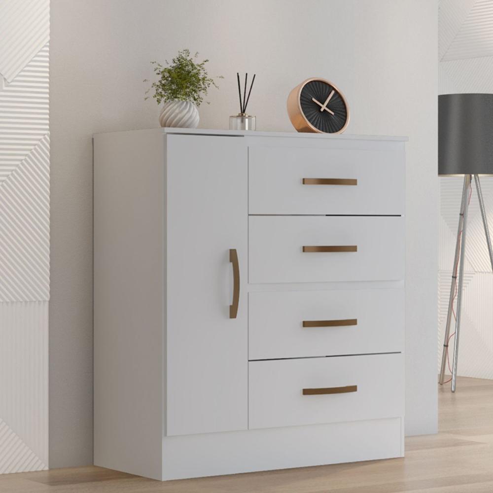 Comoda 1 Porta 4 Gavetas Ibitinga Branco 