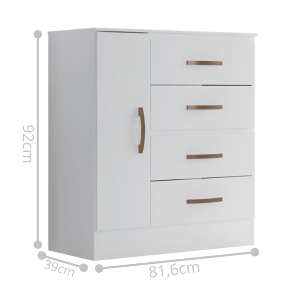 Comoda 1 Porta 4 Gavetas Ibitinga Branco 