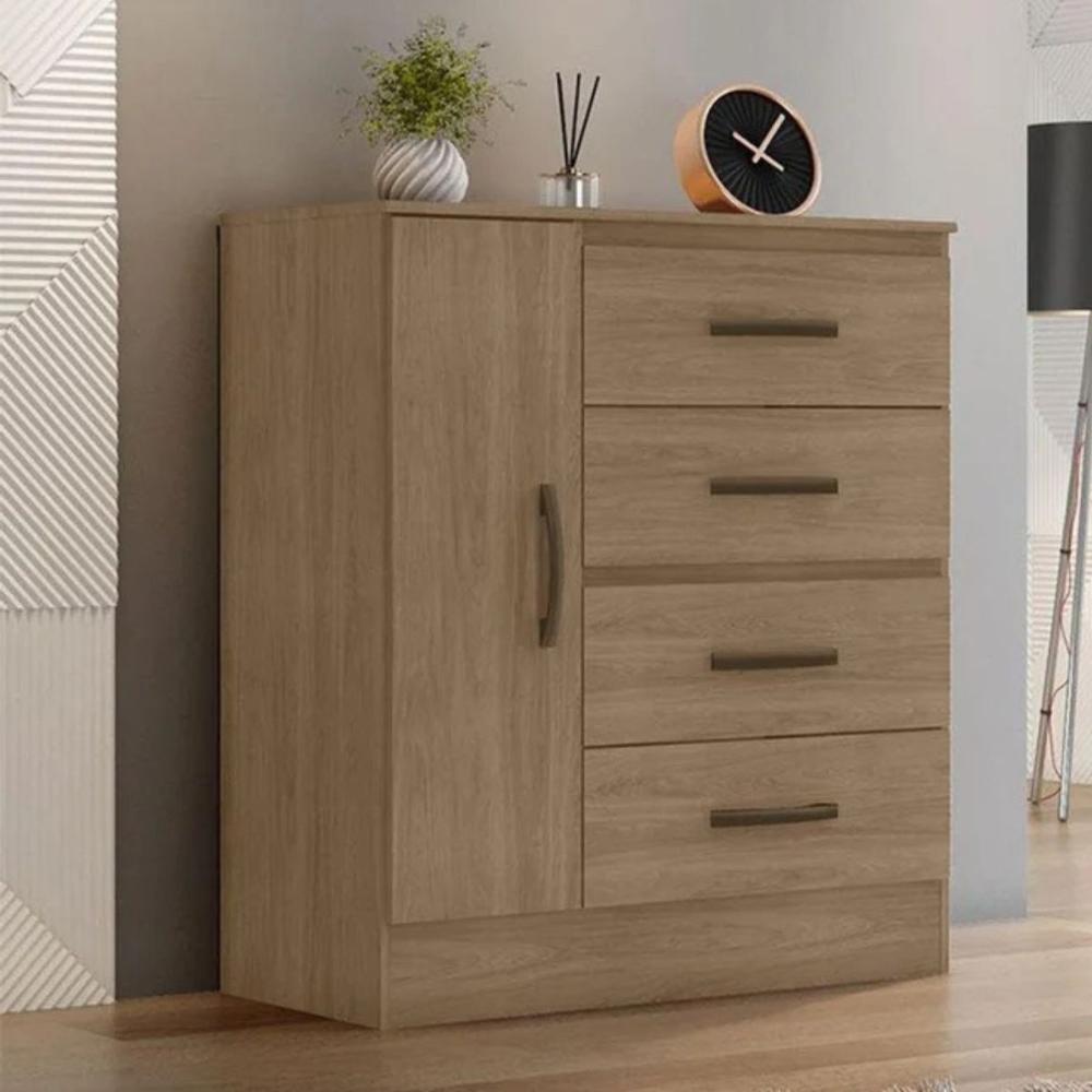 Comoda 1 Porta 4 Gavetas Ibitinga Carvalho Oak