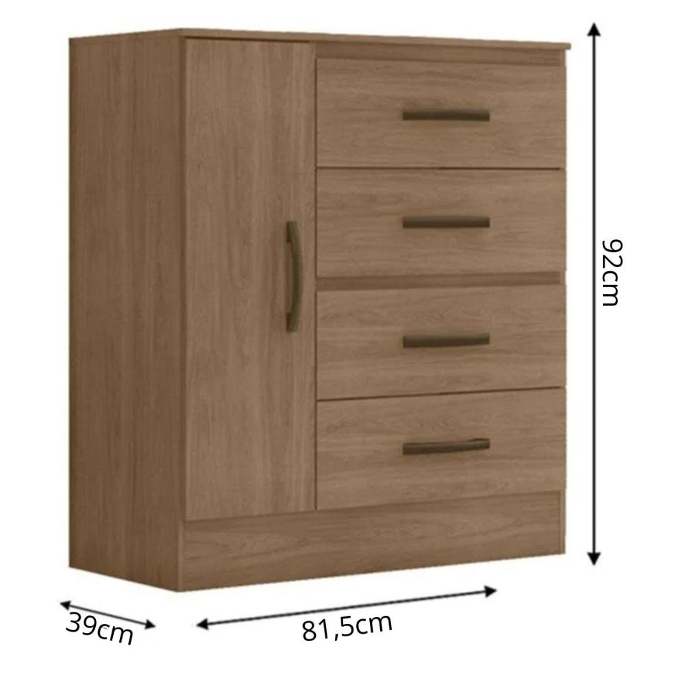 Comoda 1 Porta 4 Gavetas Ibitinga Carvalho Oak