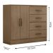 Comoda 2 Ports 4 Gavetas Fartura Carvalho Oak