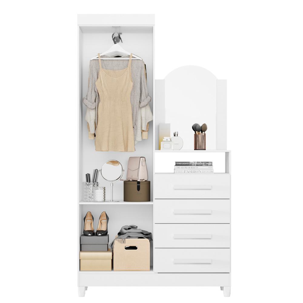 Comoda Roupeiro Com Espelho Tokyo Branco