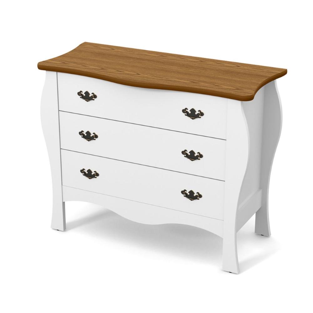 Comoda com Gavetas Faina Branco Acetinado Cumarú