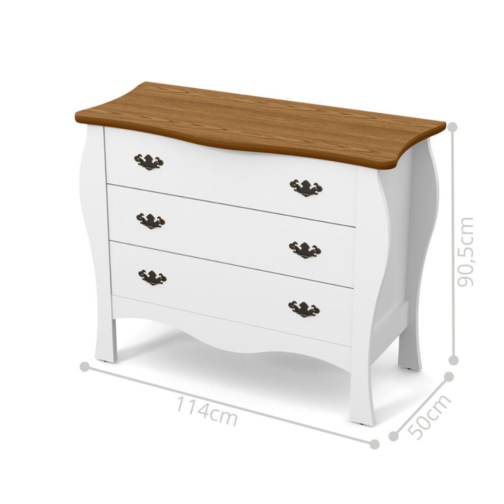 Comoda com Gavetas Faina Branco Acetinado Cumarú