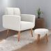 Conjunto  Poltrona e Puff Decorativos Josh Boucle Bege