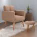 Conjunto  Poltrona e Puff Decorativos Josh Boucle Marrom