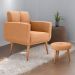 Conjunto  Poltrona e Puff Decorativos Josh Boucle Mostarda