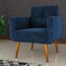 Conjunto  Poltrona e Puff Decorativos Josh Veludo Azul
