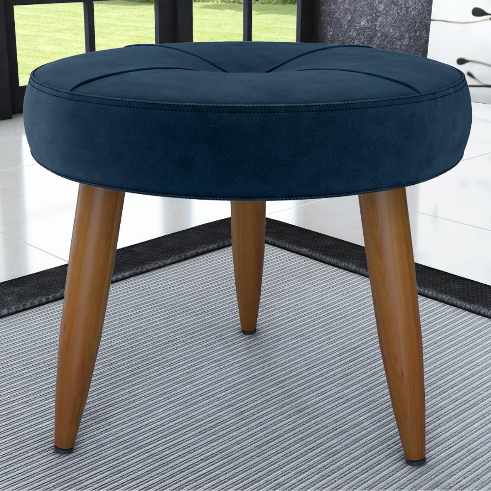 Conjunto  Poltrona e Puff Decorativos Josh Veludo Azul
