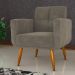 Conjunto  Poltrona e Puff Decorativos Josh Veludo Cappuccino