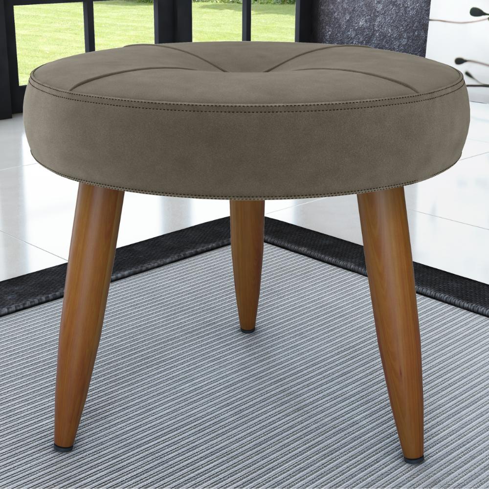 Conjunto  Poltrona e Puff Decorativos Josh Veludo Cappuccino