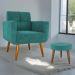 Conjunto  Poltrona e Puff Decorativos Josh Veludo Ver Menta