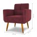 Conjunto  Poltrona e Puff Decorativos Josh Veludo Vinho