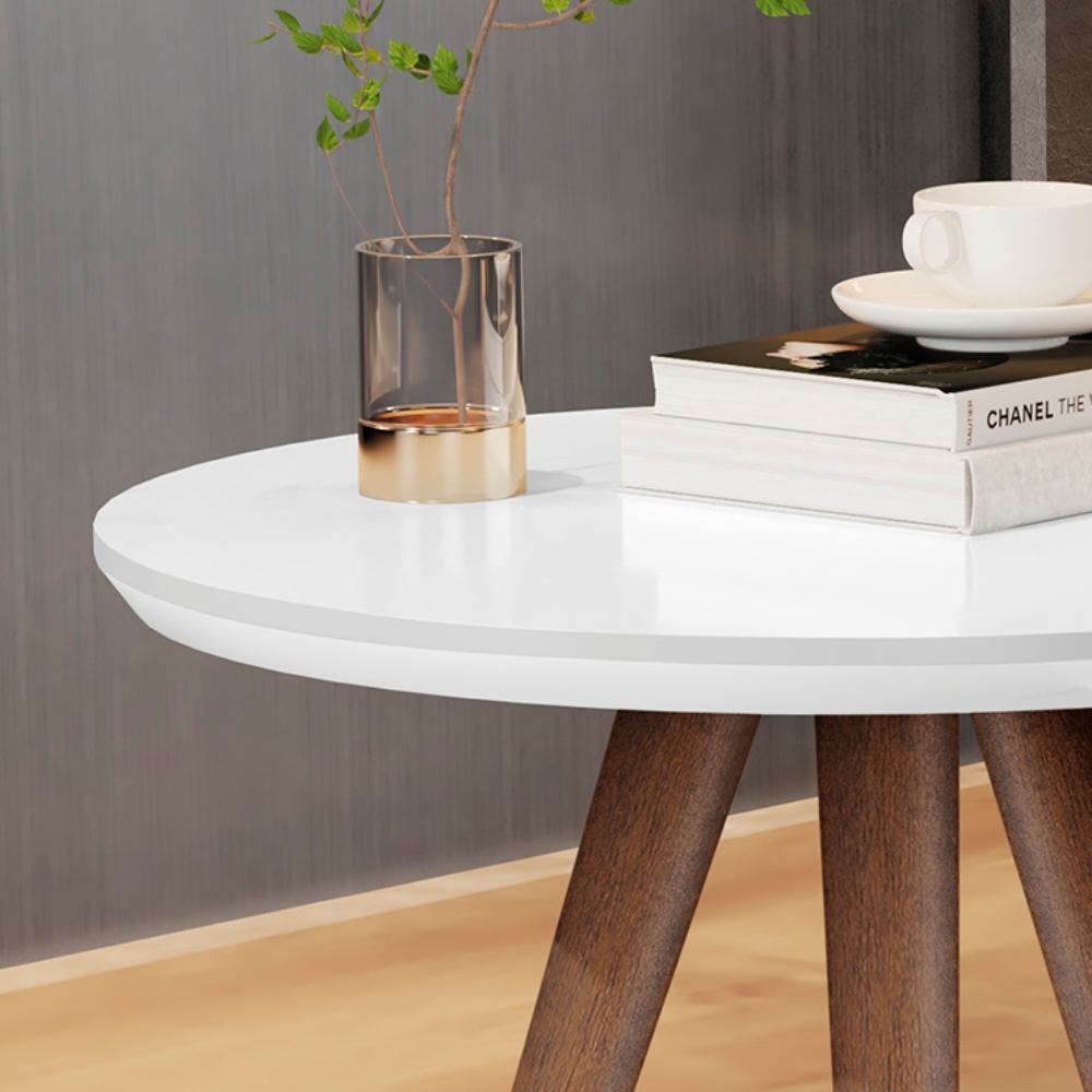 Conjunto 2 mesas de canto Laterais Sofá Sala MDF Pés Palito Branco