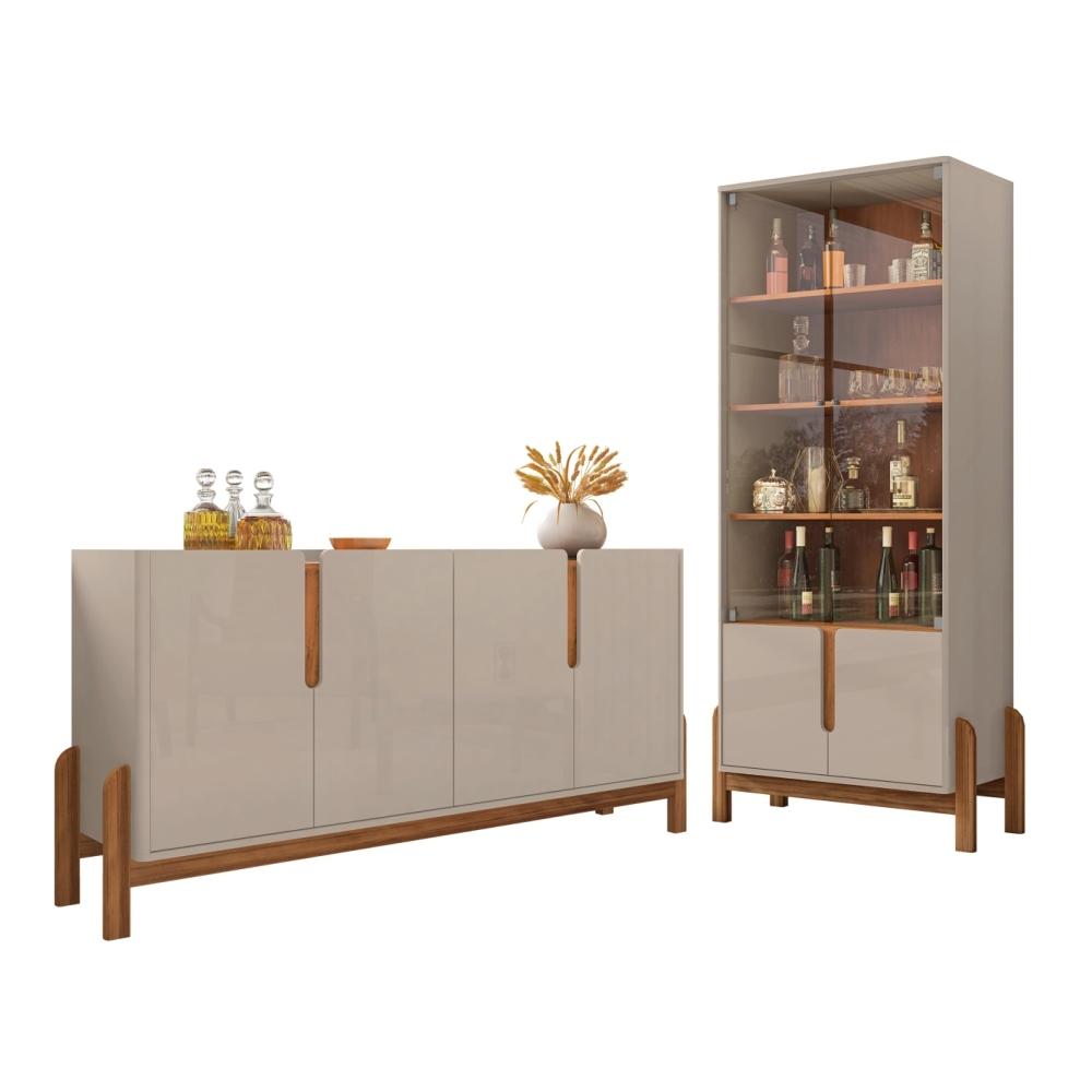 Conjunto Buffet e Cristaleira Drave