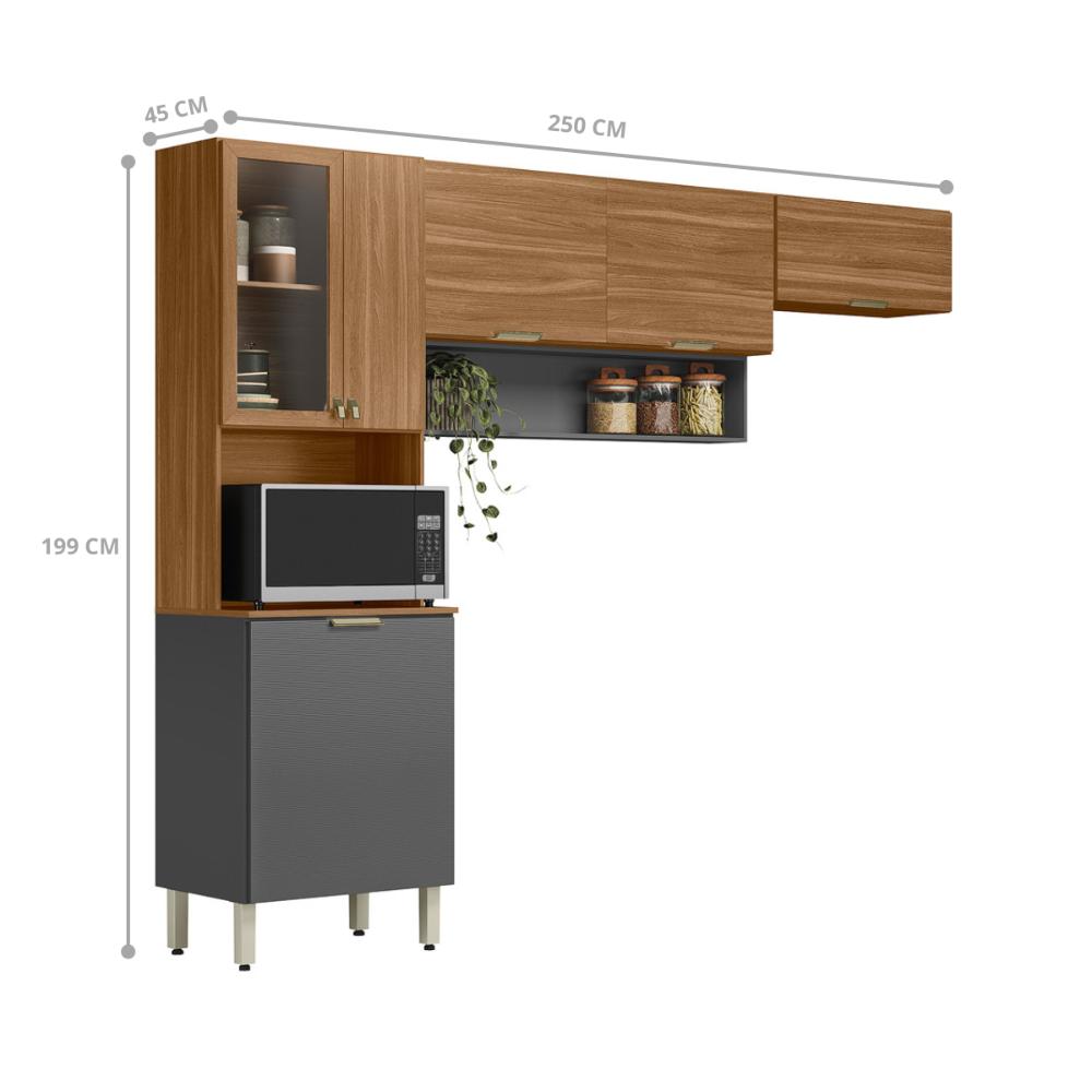 Conjunto Cozinha 6P Verbena Amendola Touch Grafito Prime