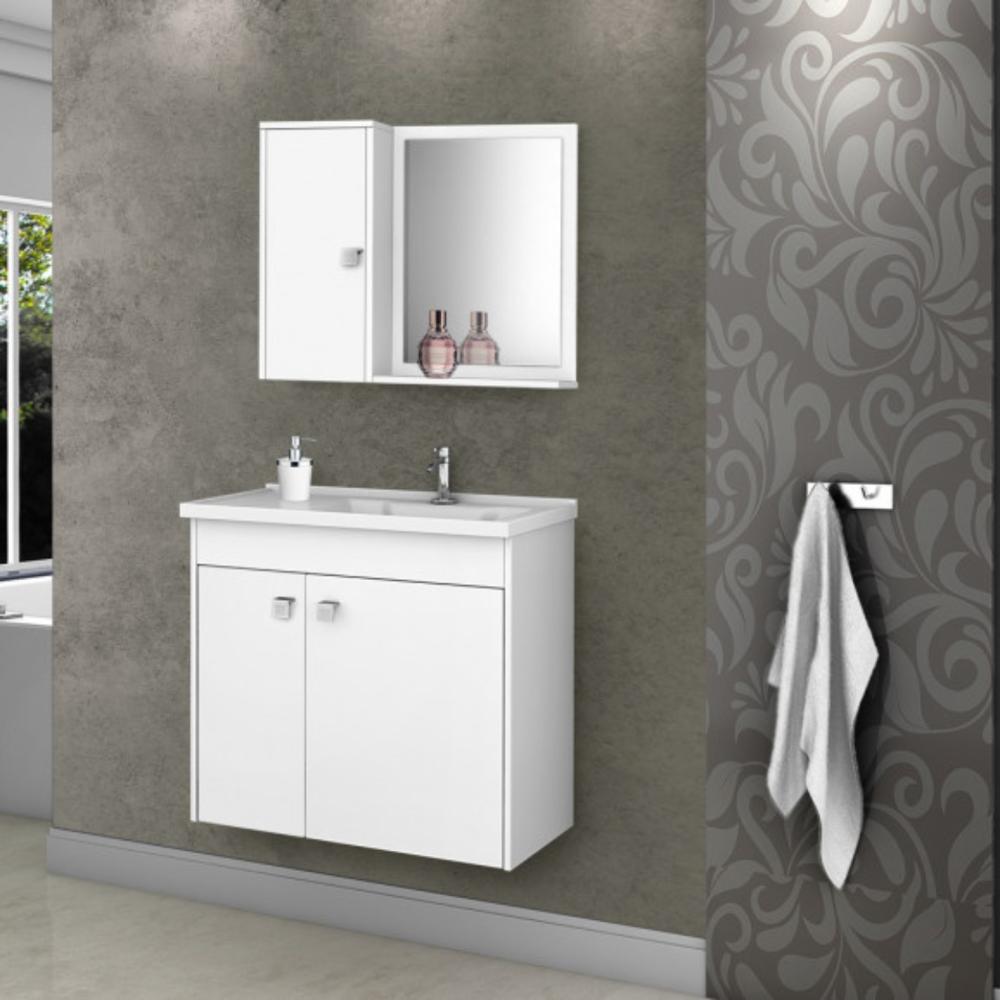 Conjunto Gabinete e Espelheira Colmar Branco 