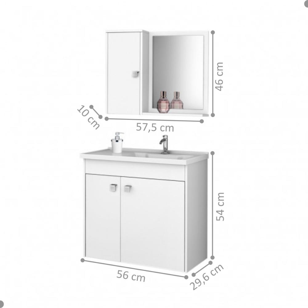 Conjunto Gabinete e Espelheira Colmar Branco 