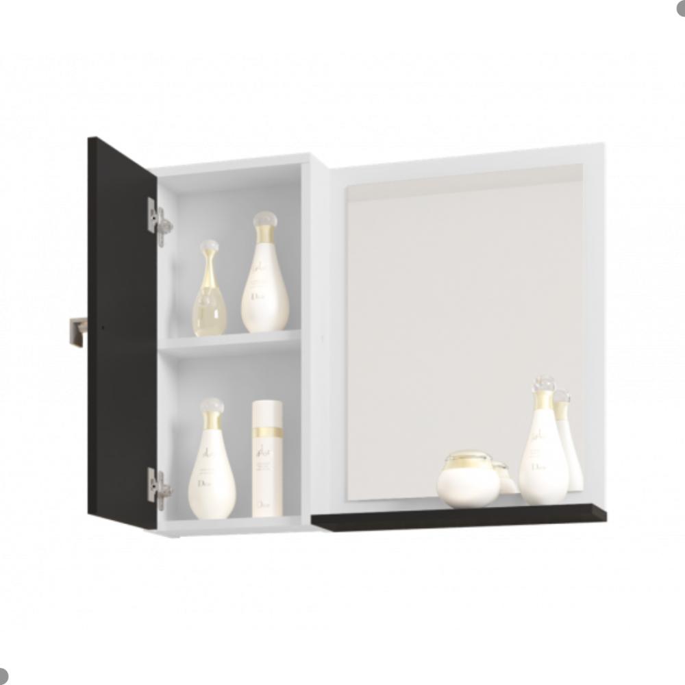 Conjunto Gabinete e Espelheira Colmar Branco Preto Fosco 