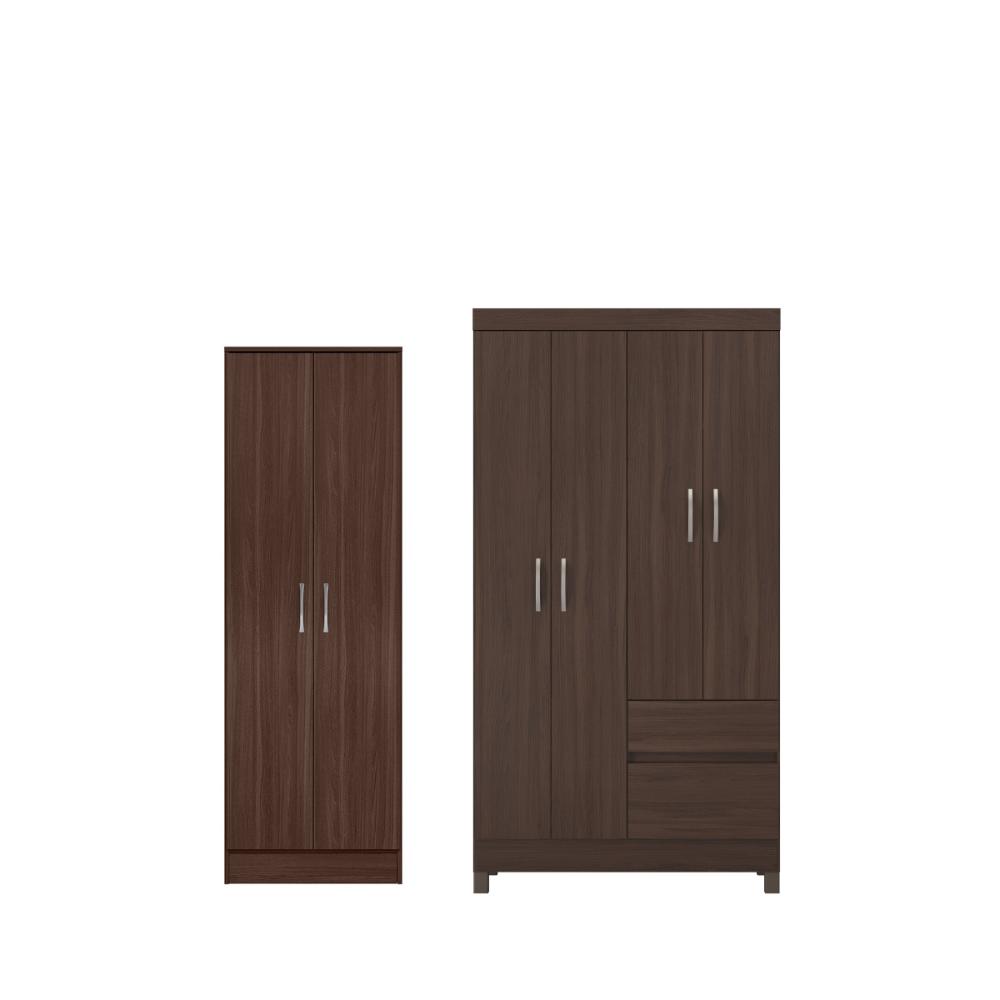 Conjunto Garda Roupa 4 Portas e Sapateira Luara Cafe Touch