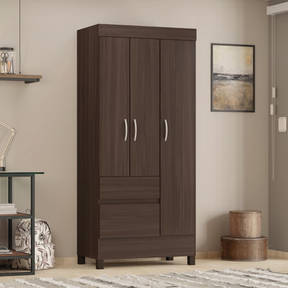 Conjunto Guarda Roupa 3 Portas e Sapateira Malawi Cafe Touch