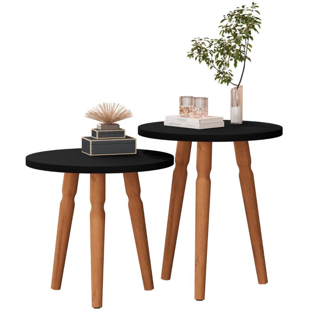 Conjunto Mesas Auxiliar Altamura Preto