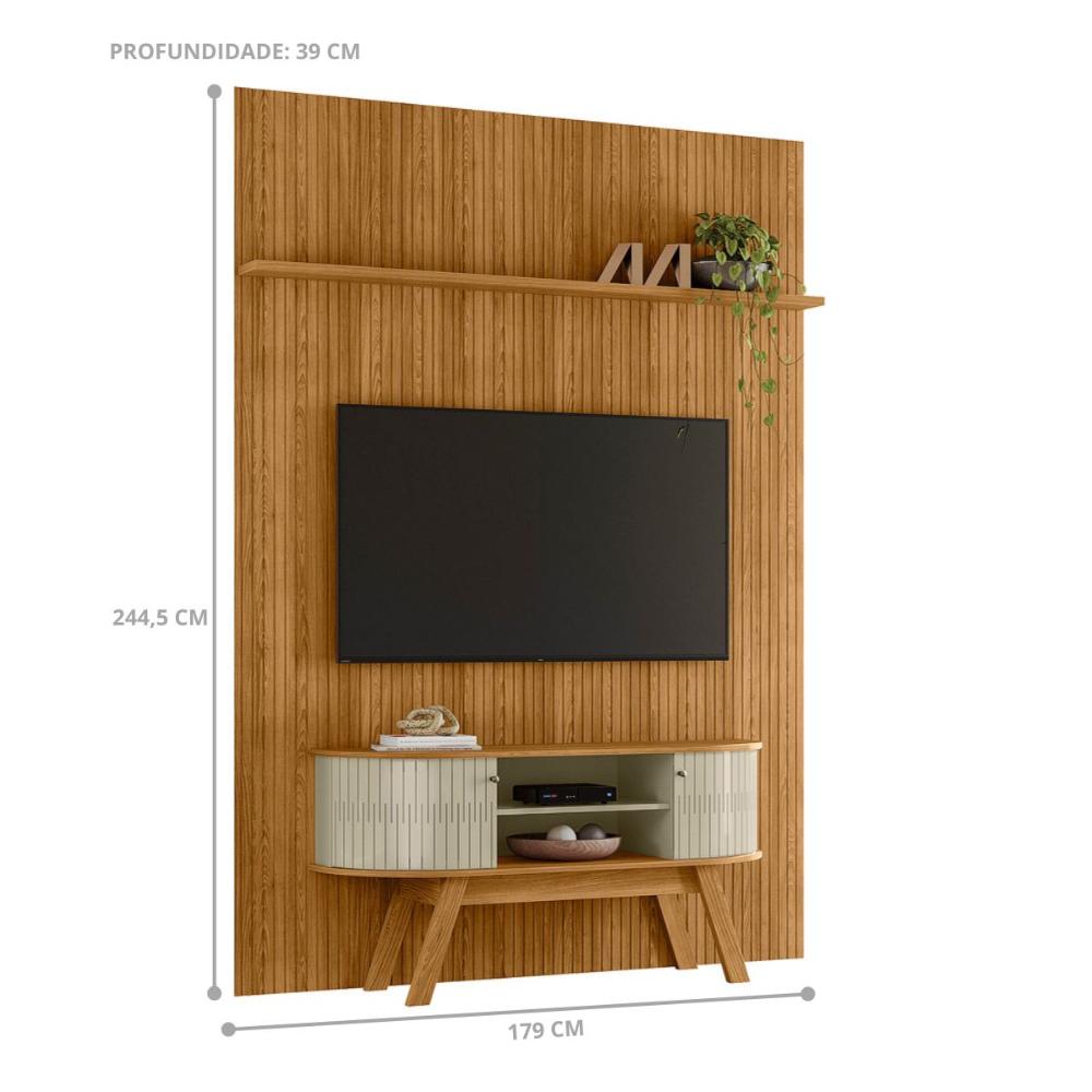Conjunto Painel e Rack Ironspire Cumaru Opala