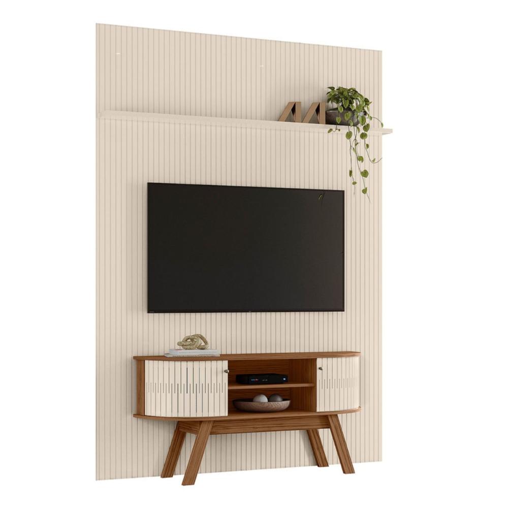 Conjunto Painel e Rack Ironspire Naturale Off White