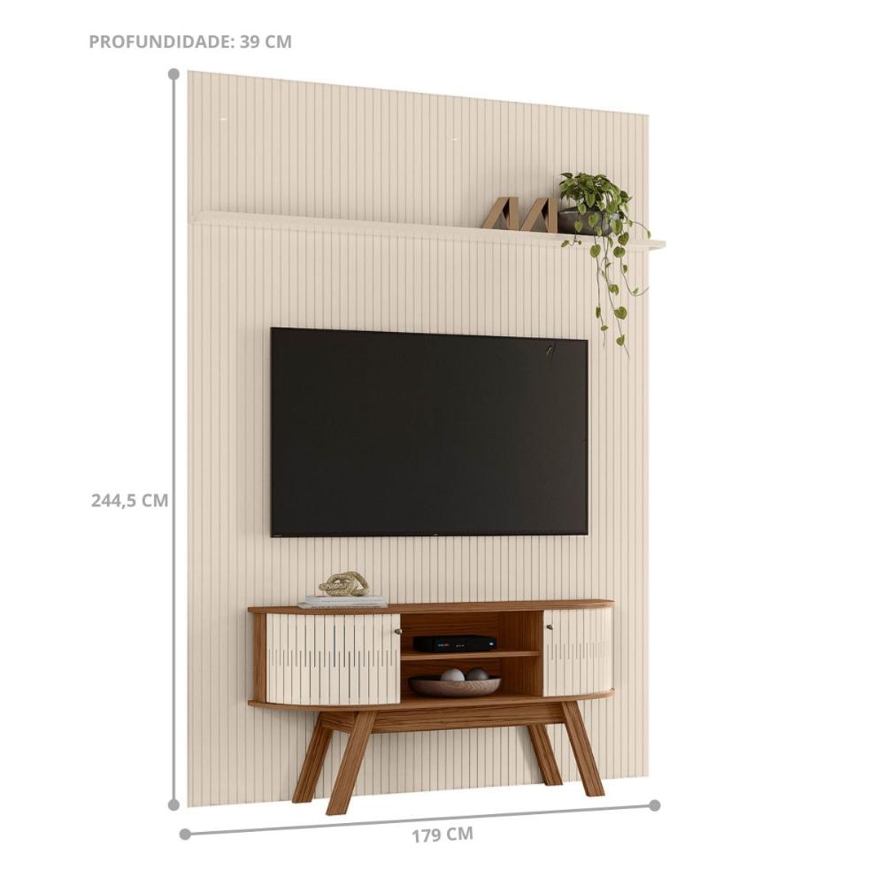 Conjunto Painel e Rack Ironspire Naturale Off White