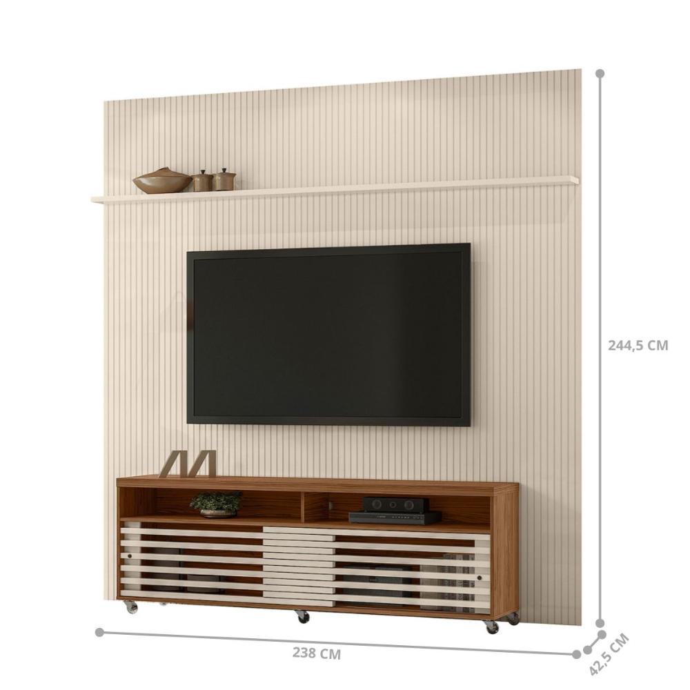 Conjunto Painel e Rack Wraithfall Naturale Off White