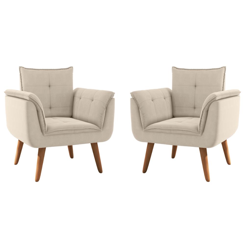 Conjunto Poltrona Decorativa Japeri Inca Areia