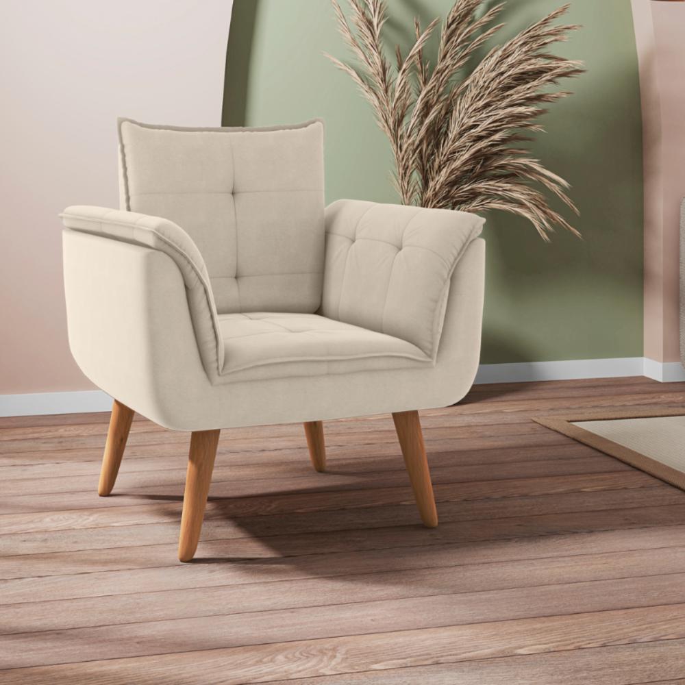 Conjunto Poltrona Decorativa Japeri Inca Areia