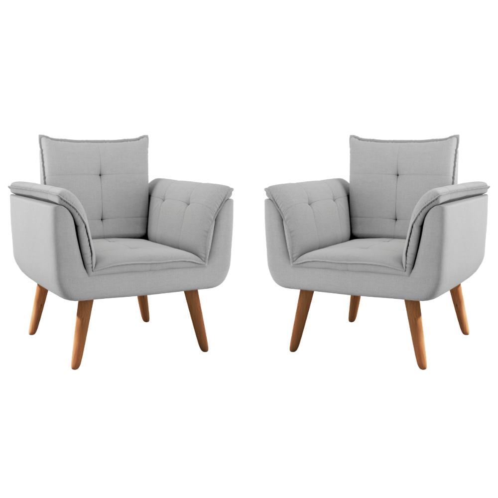 Conjunto Poltrona Decorativa Japeri Linha Cinza