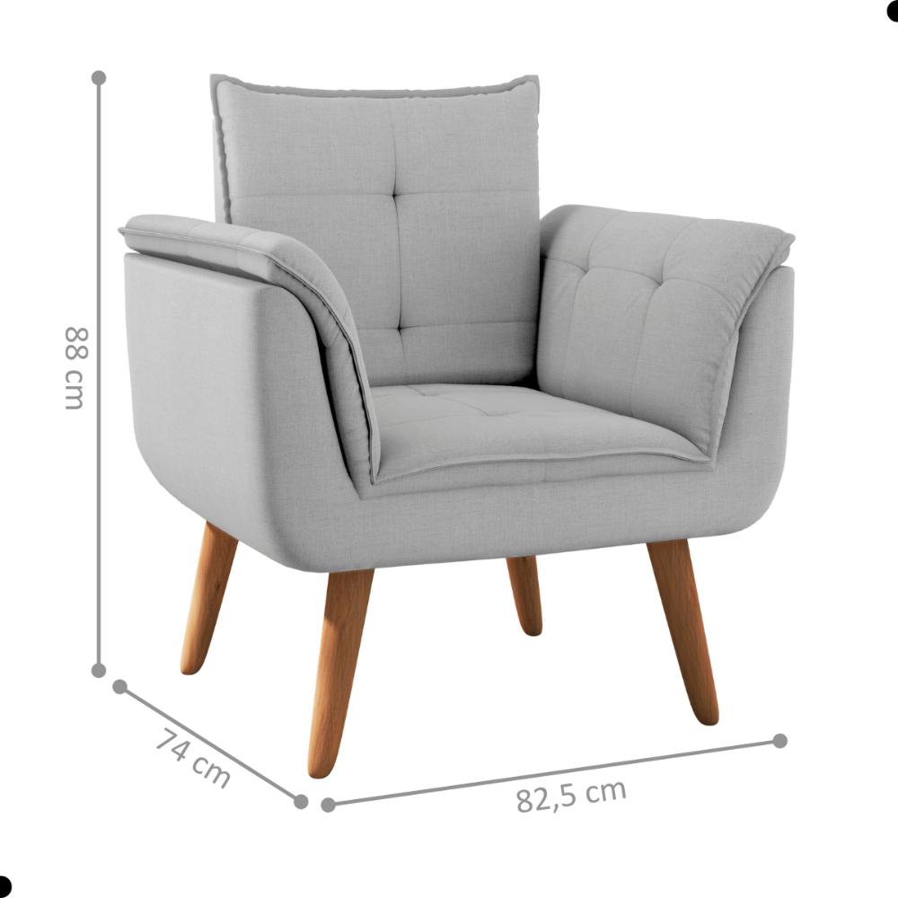 Conjunto Poltrona Decorativa Japeri Linha Cinza