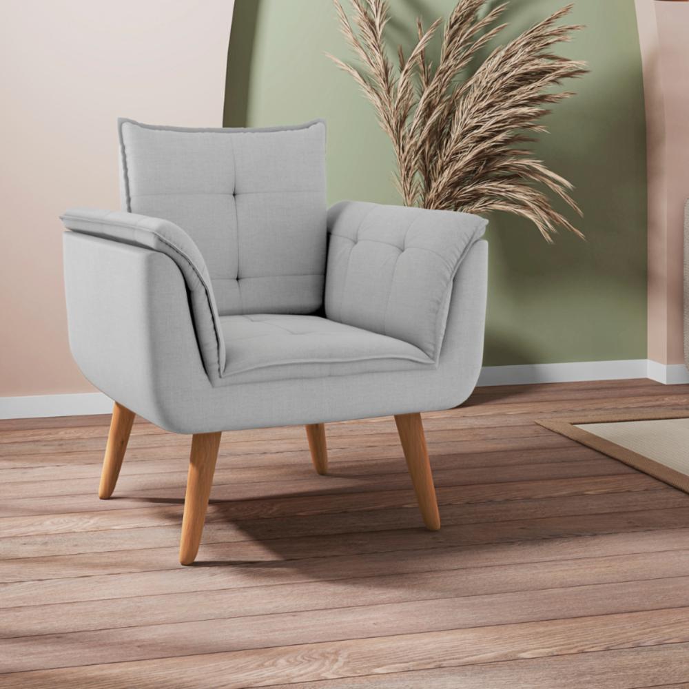 Conjunto Poltrona Decorativa Japeri Linha Cinza