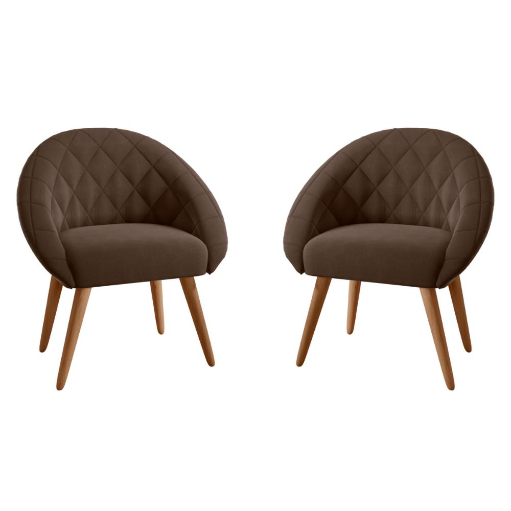 Conjunto Poltrona para Sala de Recepção Celina Inca Marrom